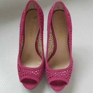Enzo Angiolini "Sully" Pink Suede Leather Platform Peeptoe Pumps Size 6